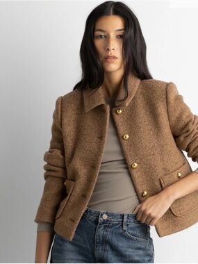 NWT OAK + FORT BOUCLE WOOL BLEND COLLARED JACKET
